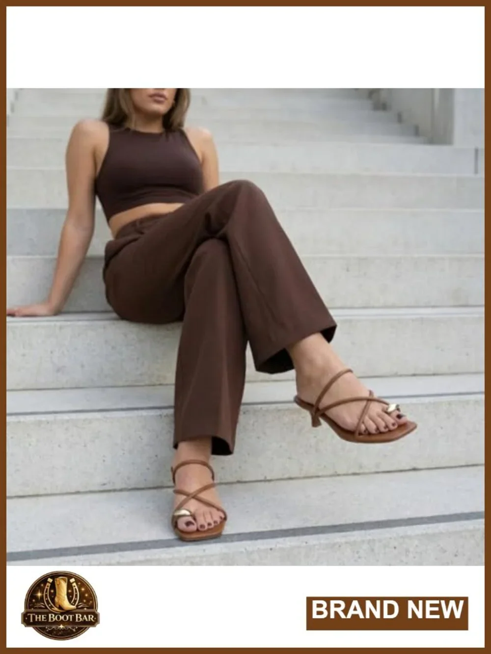 Strappy Square Toe Kitten Heel Sandals Vegan Leather Slip On Heels